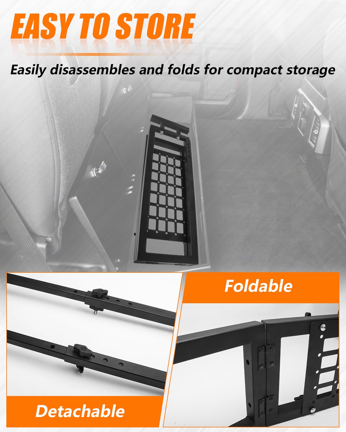 ADTOPI Adjustable Truck Bed Divider Organizer Compatible with 47'' to 67'' Pickup & Trucks bed, Aluminum Cargo Management Separator Molle Panel, Universal Truck Bed Divider Storage Accessories