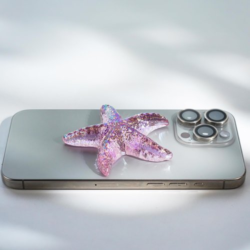 H&D HYALINE & DORA 2.8" Glass Starfish Figurine Handmade Blown Glass Starfish Figurine Tiny Crystal Sea Animals Ornament for Aquarium Decor(Pink)