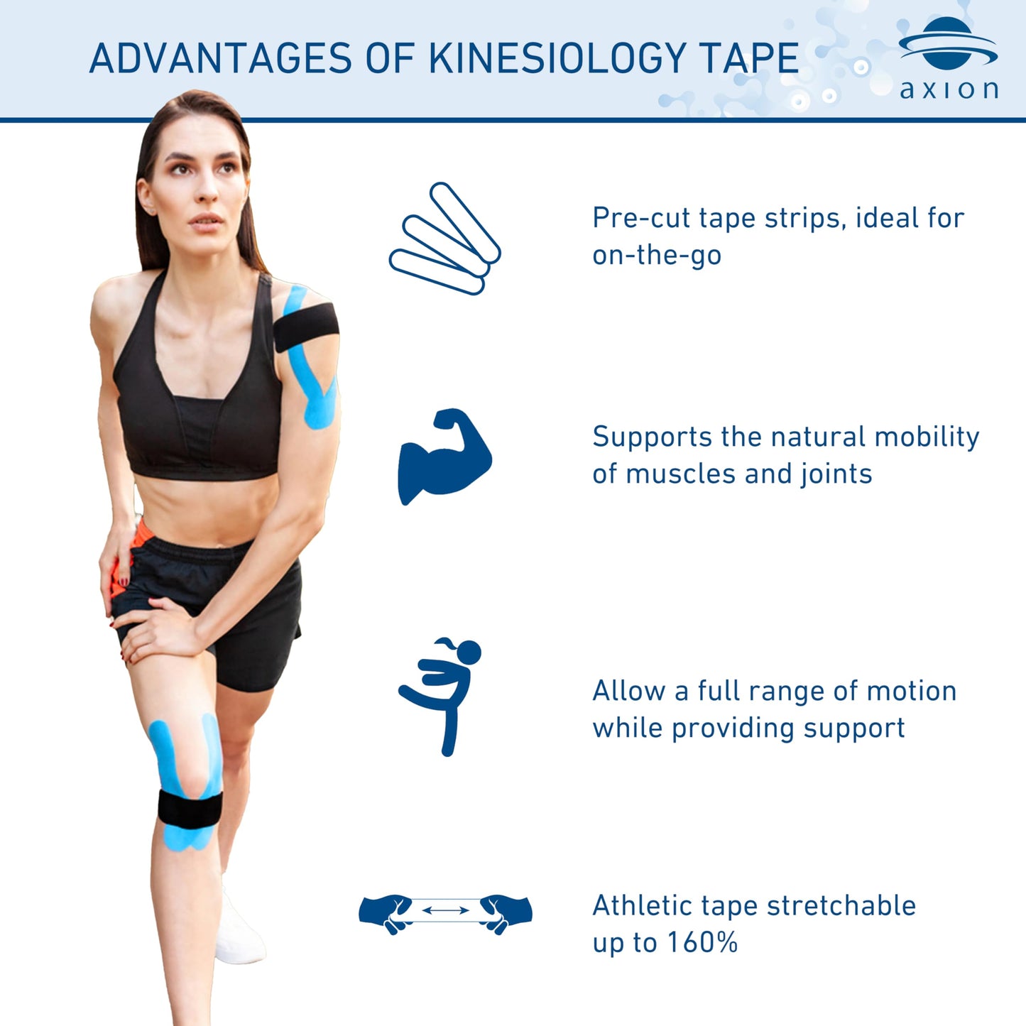 axion Kinesiology Tapes PRECUT Black Pink | 50 Pre-Cut Sport Tape Strips 10x2 in | Waterproof • Skin-Friendly • Elastic | Kinesiology Tapes Ideal for Sports