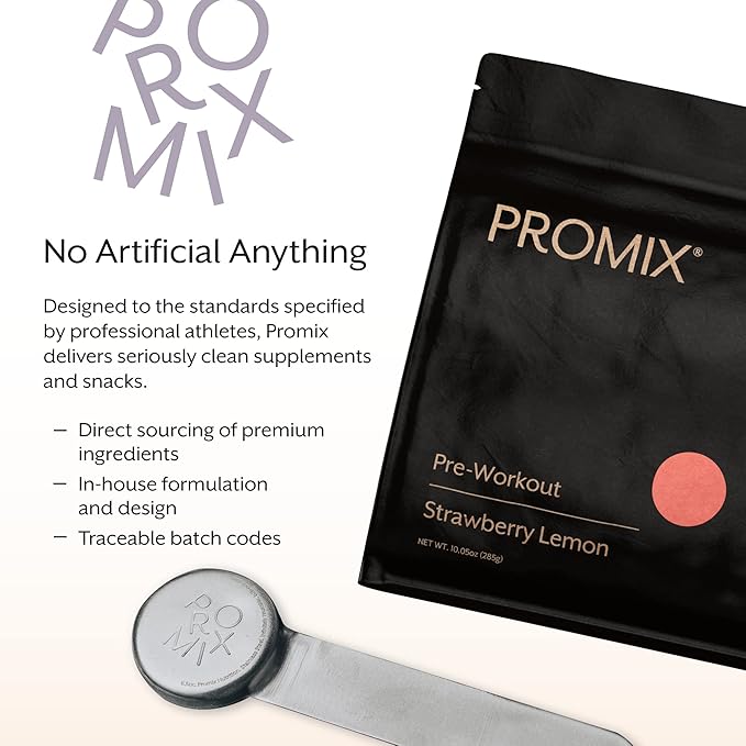 Promix Pre-Workout Powder, Strawberry Lemon ??Boosts Focus, Energy & Endurance ??With Caffeine, B12, Beta-Alanine & L-Tyrosine ??Gluten & Dairy-Free, 10.05 oz