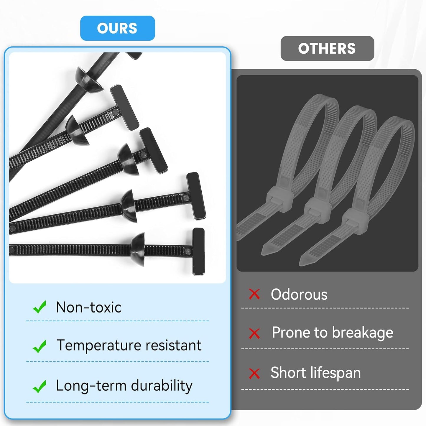 100 Pcs Nylon Universal Cable Tie Buckle - New T Multifunctional Nylon Zip Ties With Pin & Button Design Plastic Cable