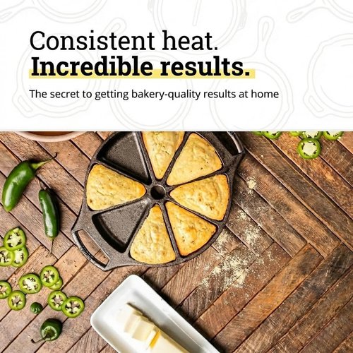 Lodge Cast Iron Wedge Pan - Durable Non-Stick Design for Perfectly Cooked Meals | 10-Inch Size
