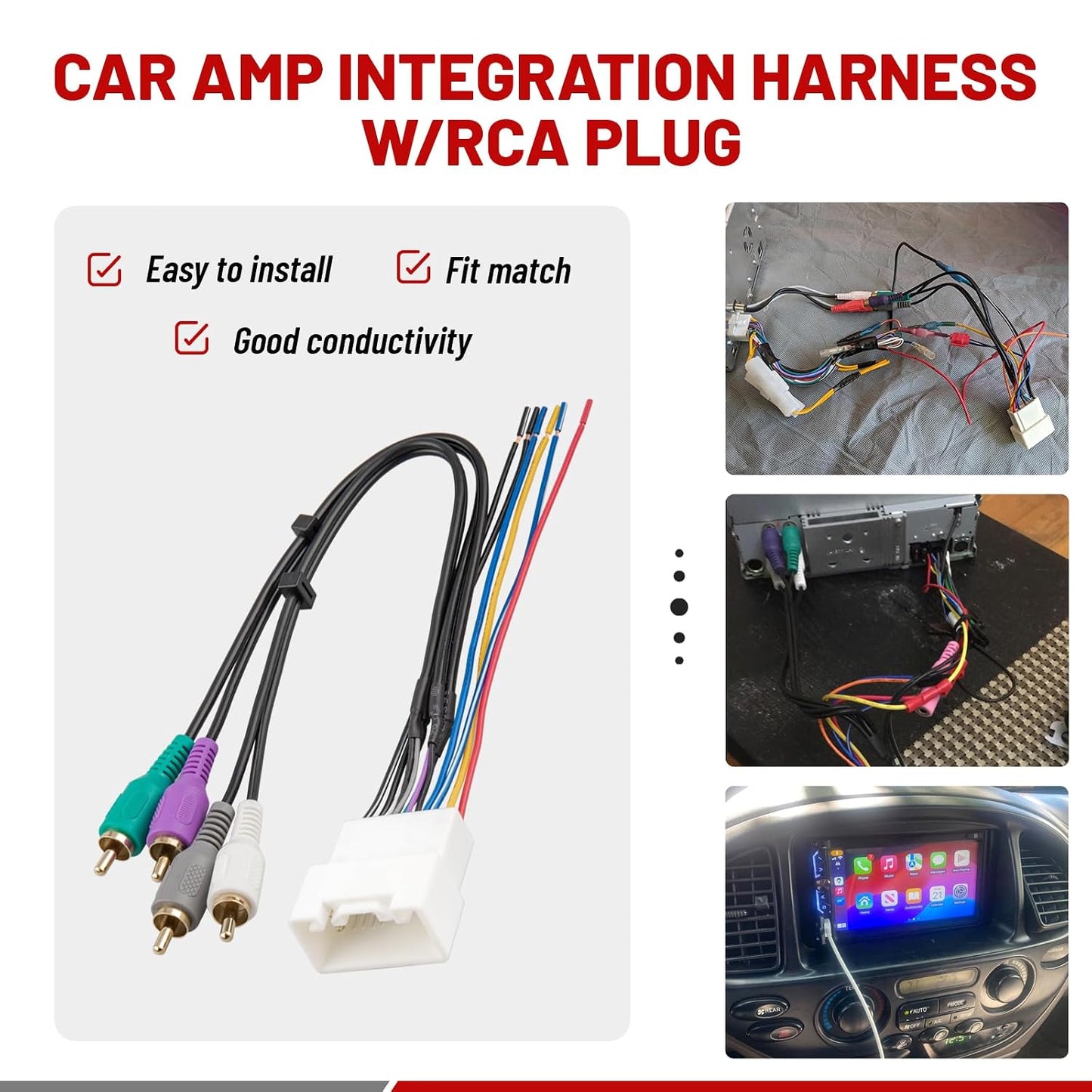 2001-2007 2002-2006 330 2002-2006 RED WOLF Car Wiring w/RCA Plug Amplifier Integration Harness for Toyota Highlander