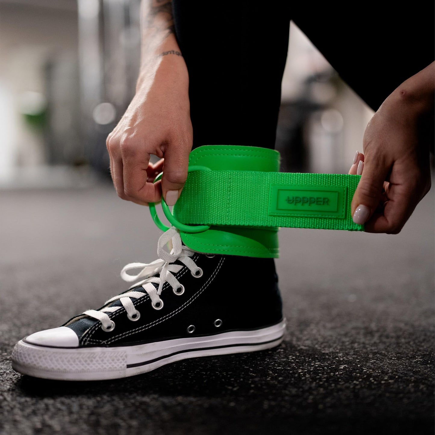 UPPPER Ankle Straps for Cable Machines (Pair) – Double D-Ring, Adjustable, Padded for Comfort – Ideal for Kickbacks, Glute Workouts, and Lower Body Exercises for Women and Men | Premium Fitness Gear (Neon Green)