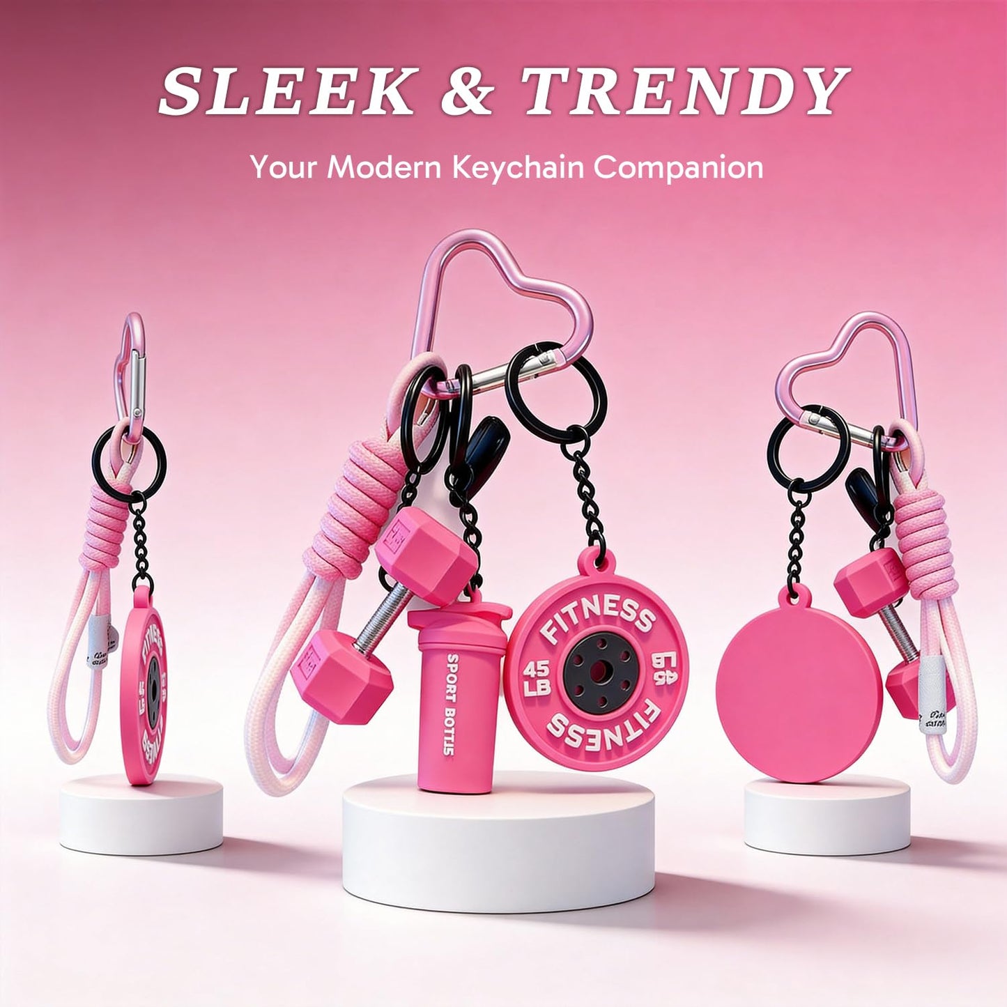 Hubaltuye Gym Keychain, Gym Bag Accessories, With Durable Design, Stylish Pink Gym Accessories for Women and Men, Fitness Enthusiasts Bag Decoration