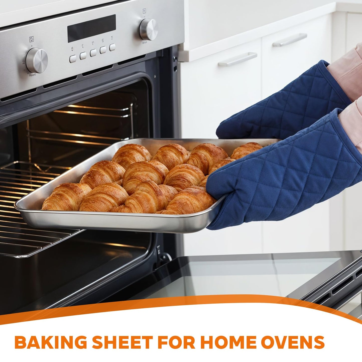 Afcabakila 6Pcs Stainless Steel Baking Sheet Pan Set, 9”x6.7” Small Cookie Oven Trays Cooking Bakery Cake Bun Pan Easy Clean Warp Resistant & Heavy Duty for Toaster Oven, Nonstick, Dishwasher Safe