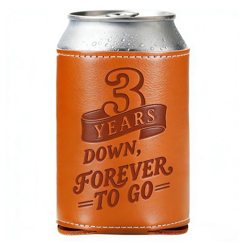 Leather 3rd Anniversary Wedding Gifts for Him Men, 3rd Anniversary Engagement Gift for Husband Dad Grandpa, 3 Year Leather Presents, Leathe r Can Cooler for Mens 12Oz, 3 Year Anniversary items