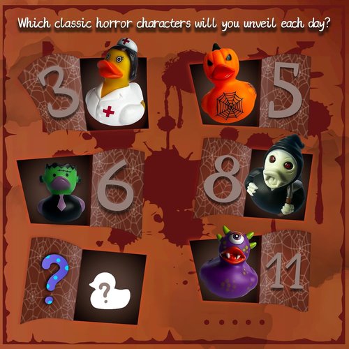 Intever Advent Calendar 2025 - Horror Rubber Duckies - 13 Days of Spooky Fun with 2 Hidden Figures | Collectible Christmas Decor
