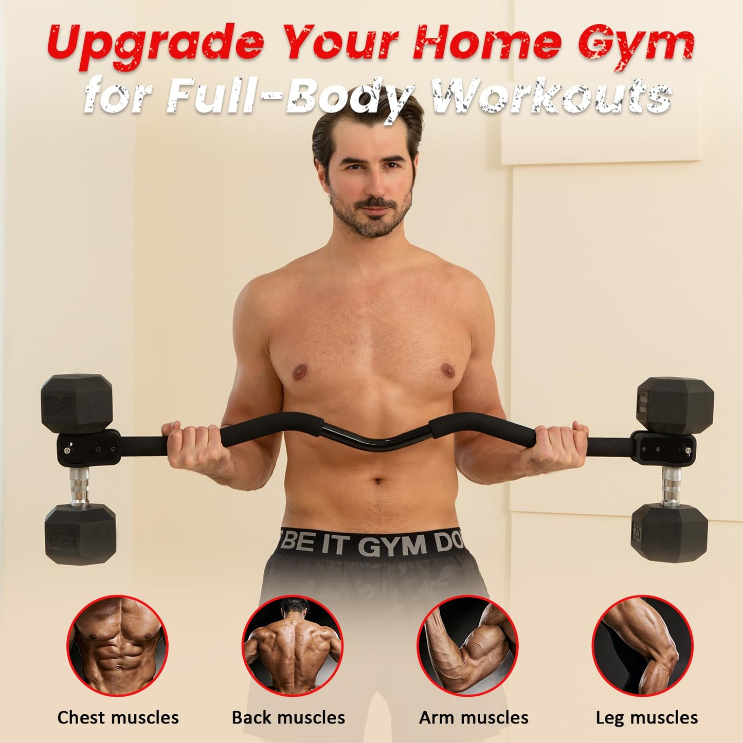 MARCHMARS Dumbbell Barbell Converter Bar, Adjustable Barbell Bar for Home Gym, Compatible with Most Dumbbells, All-Metal Dumbbell to Barbell Converter for Weight Lifting and Strength Training