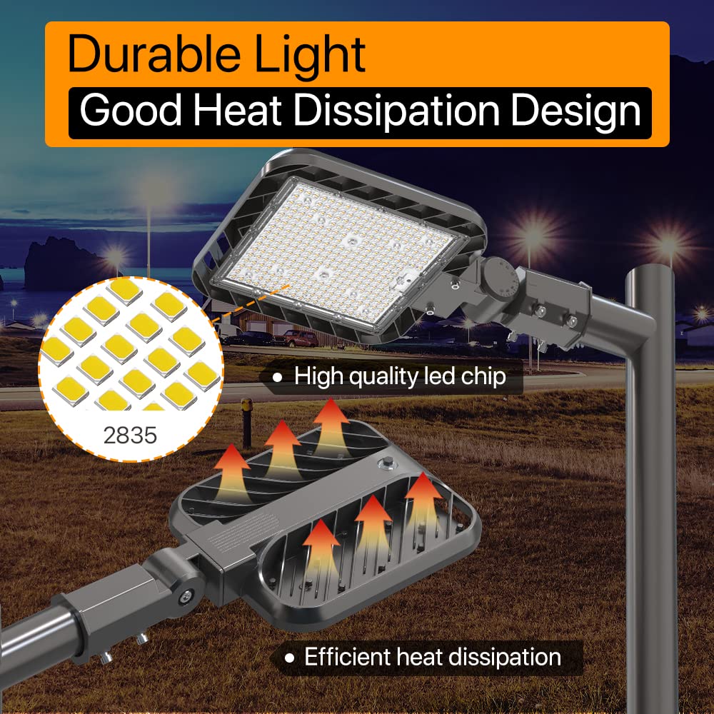 DEMILARE 150W Parking Lot Lights 3Pack 22500lm 5000K Led Shoebox Light Slip Fitter Dusk to Dawn Pole Light Outdoor IP65 Waterproof 120-277V Commercial Street Area Lighting for Driveways, Parking lot