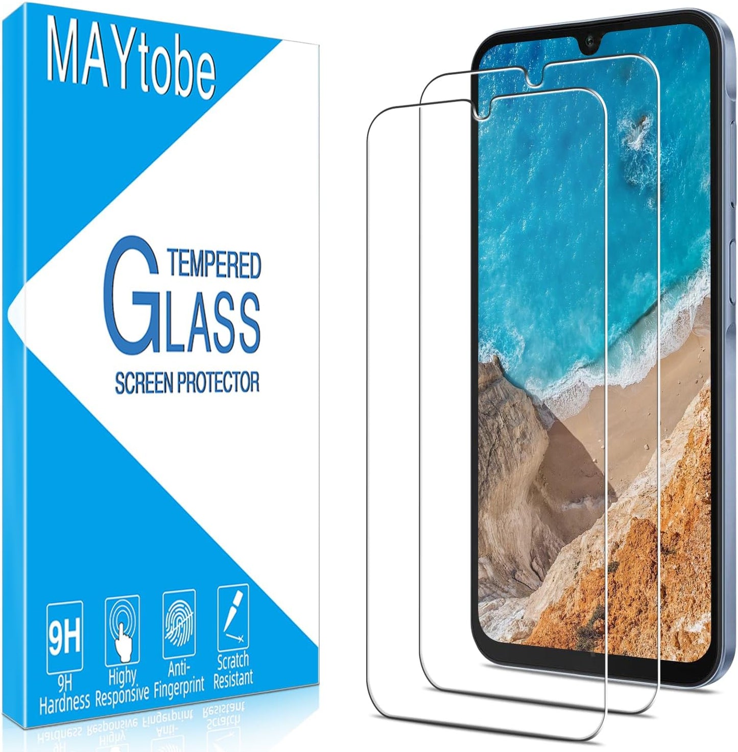 [2-Pack A15 5G MAYtobe Screen Protector Designed for Samsung Galaxy Tempered Glass, Bubble Free, Anti Scratch, Easy