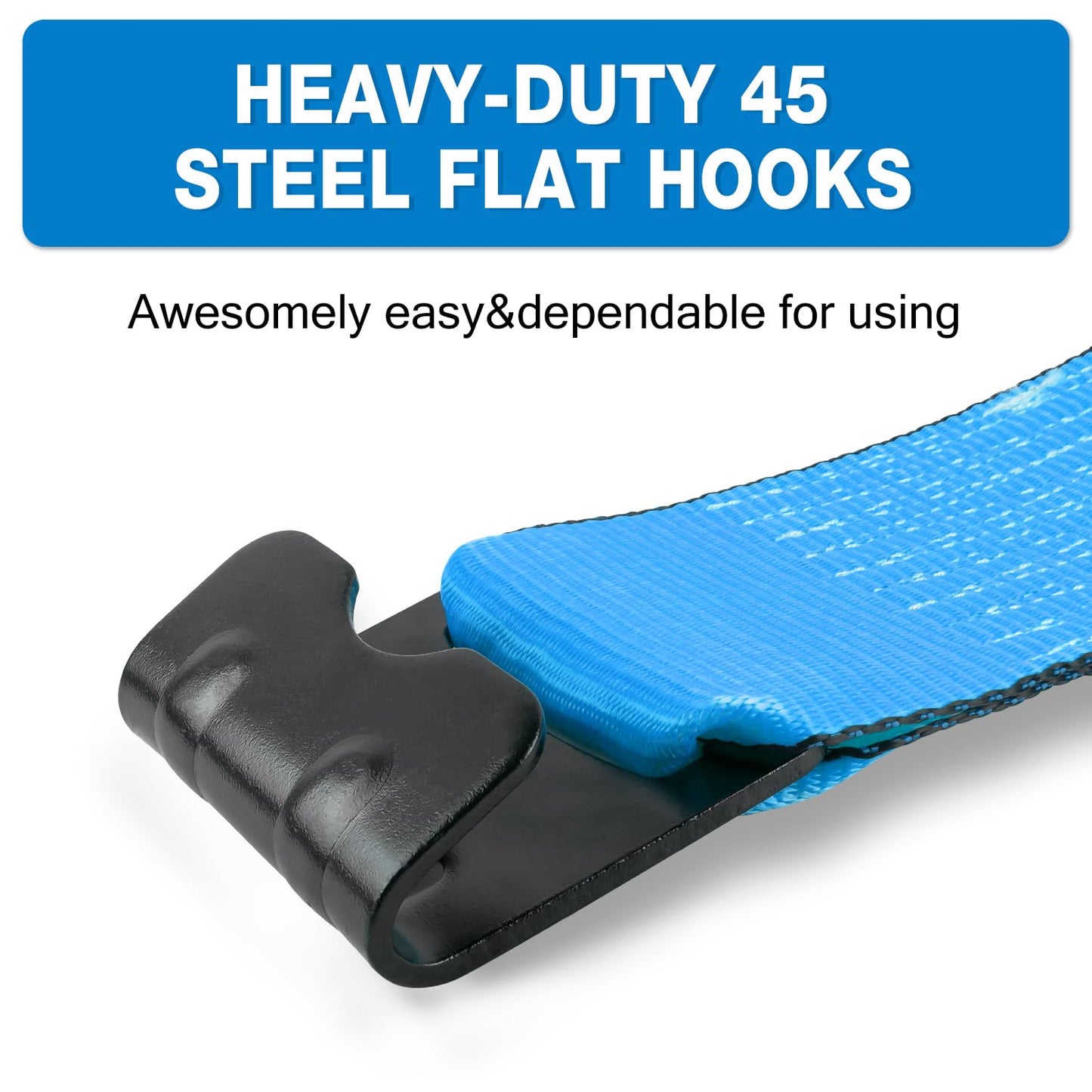 Autofonder 4 Pack 2in x 27ft Flat Hook Ratchet Straps and 10 Pack 4in x 30ft Straps Flatbed 5400lbs