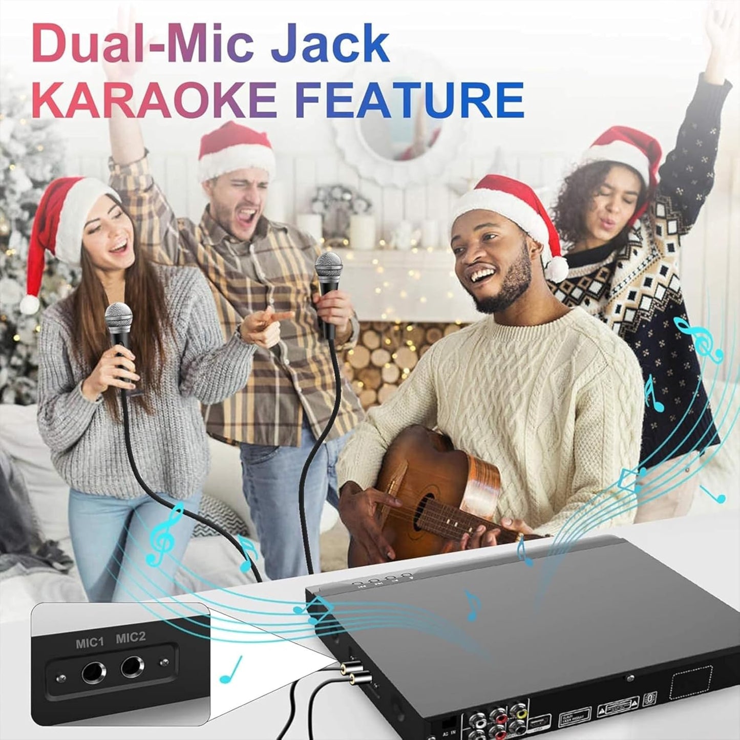 MAITE HDMI DVD Players for TV, All Region Free DVD Player with HDMI&RCA Cable, Remote Control, Dual Microphone Ports