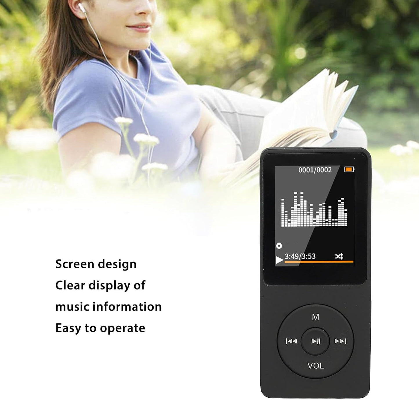 ciciglow MP3 MP4 1.8 Inch 3.5mm 64GB Player with Bluetooth, Screen Lossless Sound WL Music Player with Interface, Small