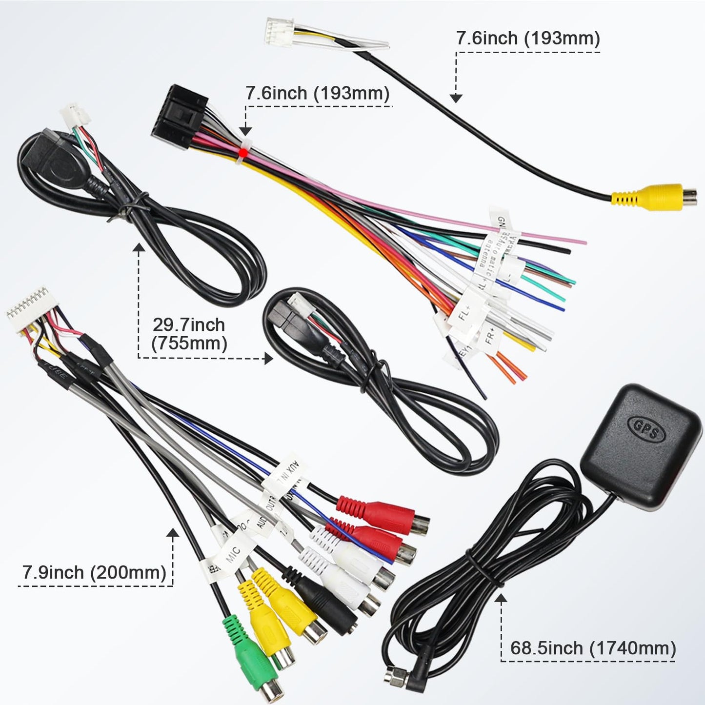16 10/20 4/6 Android Radio Wiring Harness Kit with Pin ISO Car Radio Wire Harness, Pin RCA Back Camera Adapter, Pin USB