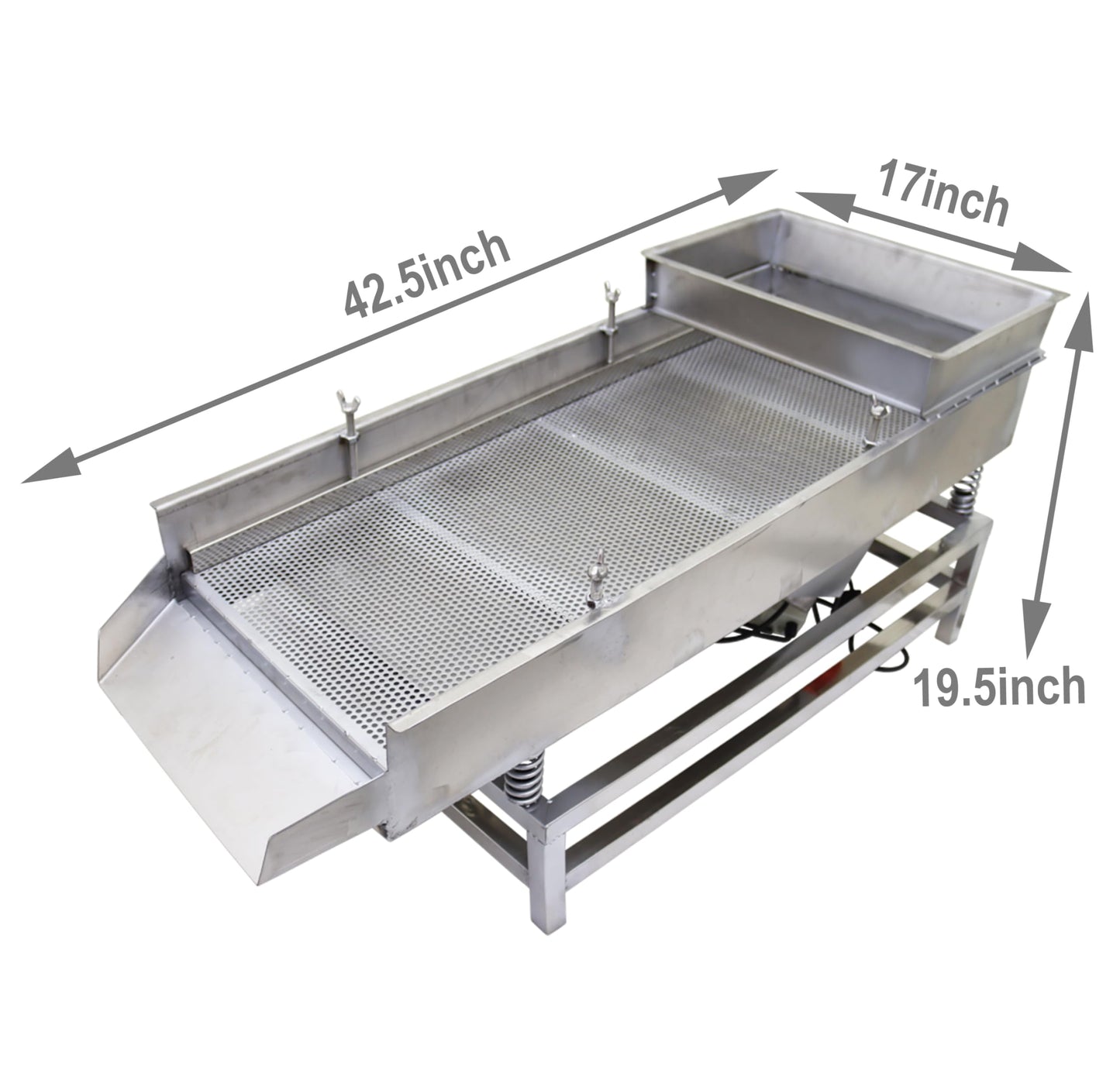 TECHTONGDA Straight Vibrating Sieve Screen Shaker Electric Linear Sifter Machine Stainless Steel One Layer Two Motor 4mm Screen Size 15.7×37.4inch 110V