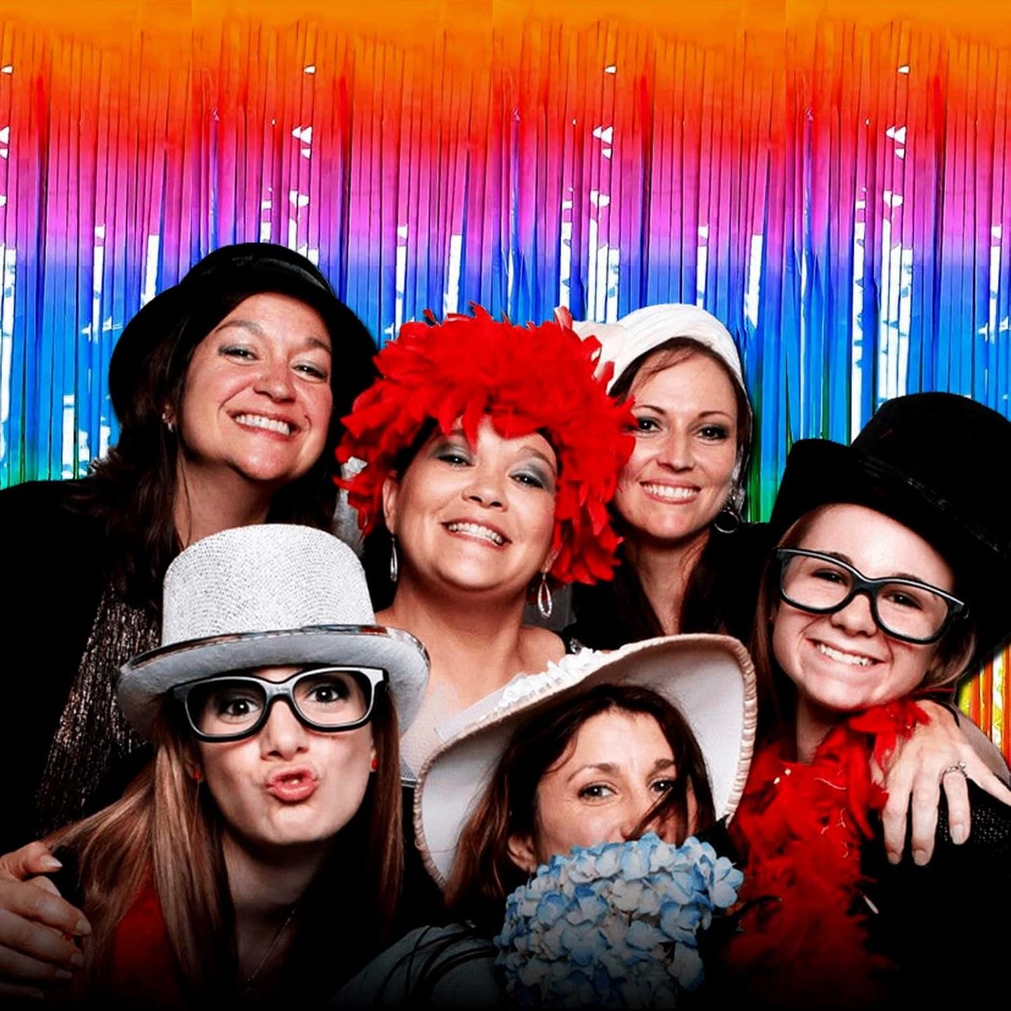 Rainbow Tinsel Foil Fringe Curtain Backdrop by [Brand Name] - 8 Pack Metallic Streamers for Parties | 3.28Ft x 8.2Ft