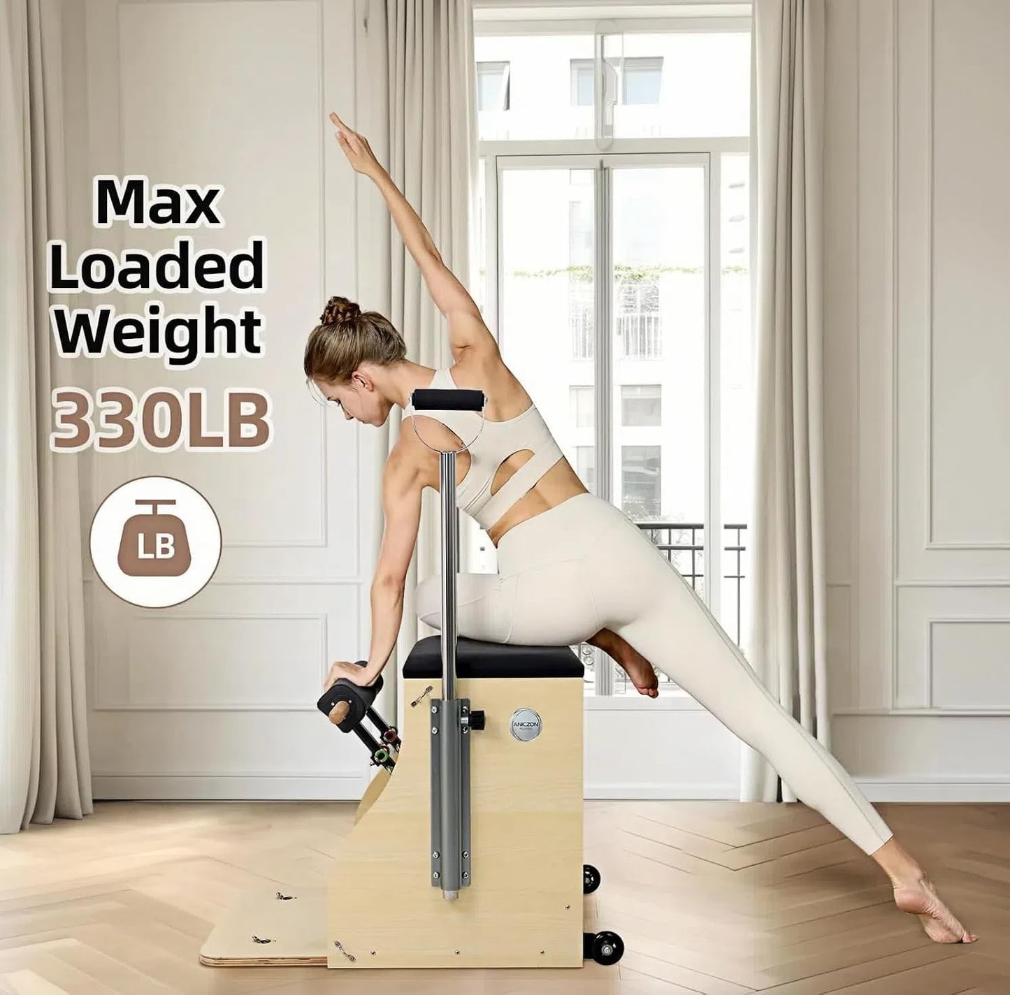 STSERT ZONE Pilates Chair, Split-Pedal Stability Combo Chair with Handles, Wunda Chair Pilates Machines for Home Use and Studio，Yoga Fitness Trainer