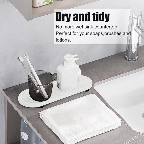 Diatomite Stone Sink Tray Set - Fast Drying Water Absorbing Coasters for Kitchen & Bathroom | 2PCS