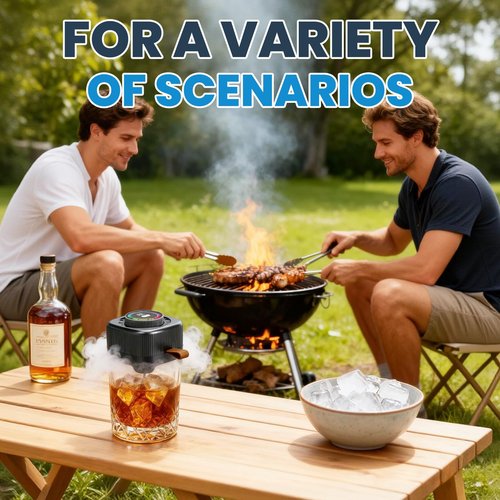 Electric Whiskey and Cocktail Smoker Kit with 0-60s Adjustable Timer, No Butane Needed, 6 Wood Chips Flavors, Bourbon Drink Smoker Infuser Kit Smoke Whisky Set, Birthday Gifts for Men