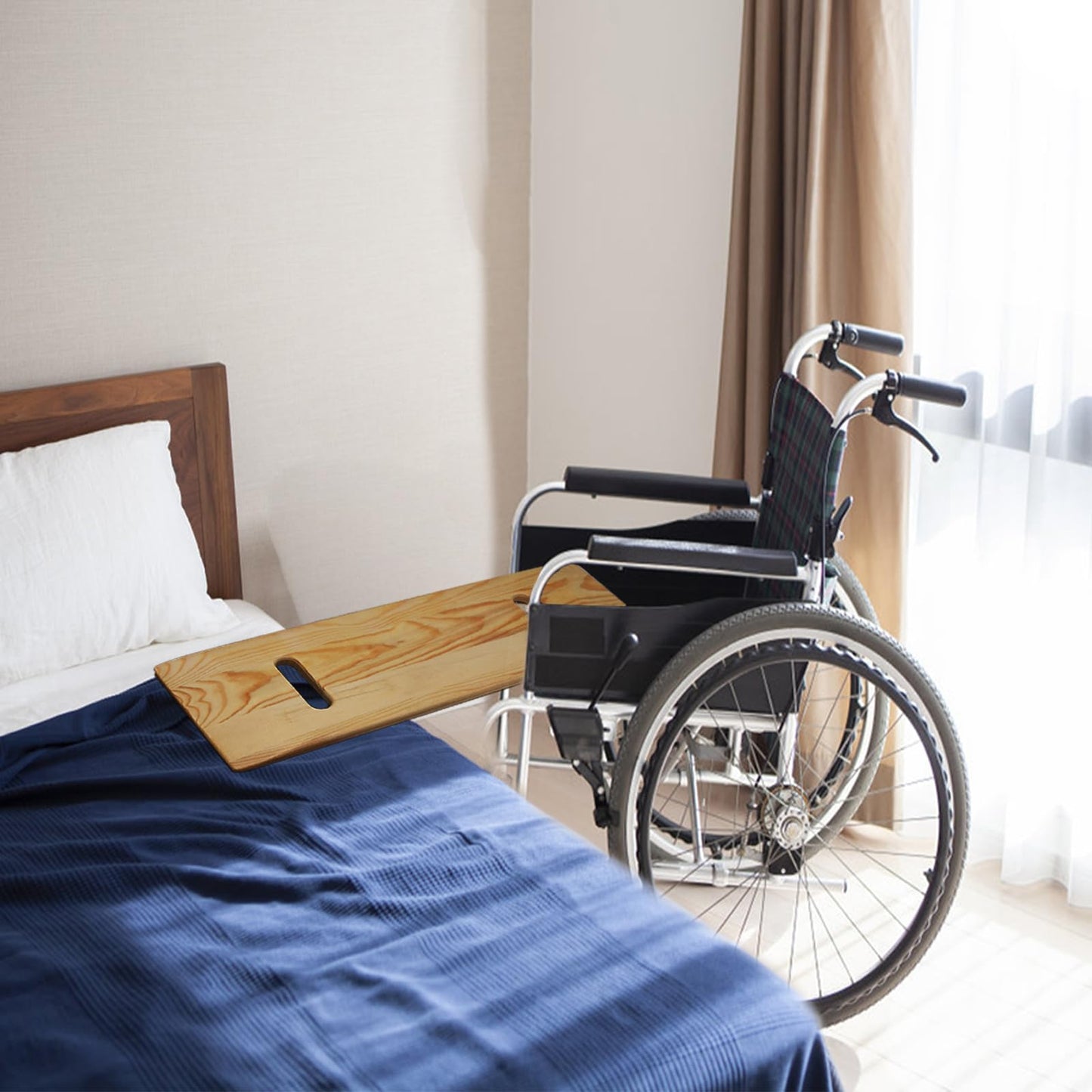 Slide Transfer Board with Handles,Made of Heavy-Duty Wood,Mobility Aid for Senior and Handicap,Load Capacity Up to 500 lbs,24×8×0.75" (24 * 8 * 0.75)