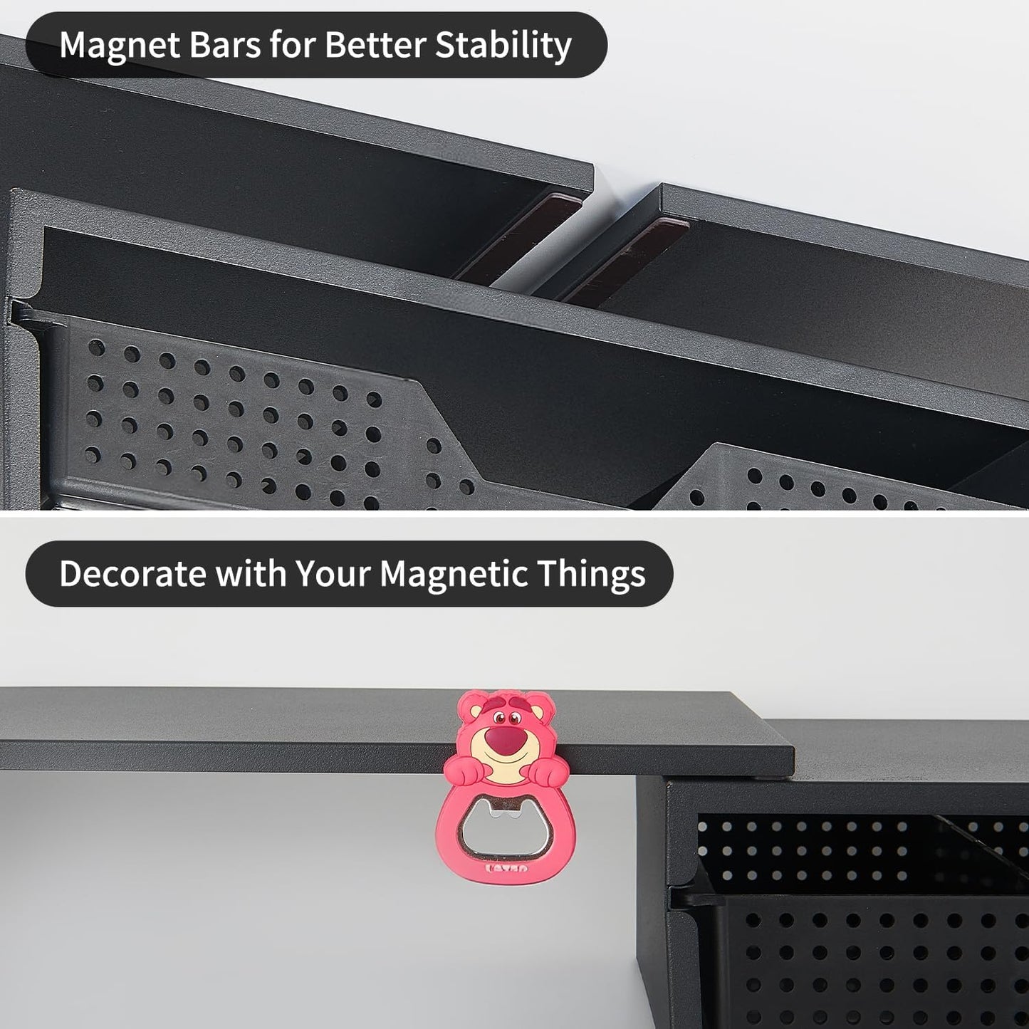 LEKETREE Dual Monitor Stand Riser with Drawer, Computer Stand for Desk, Workspace Desktop Stand, Desk Organizer