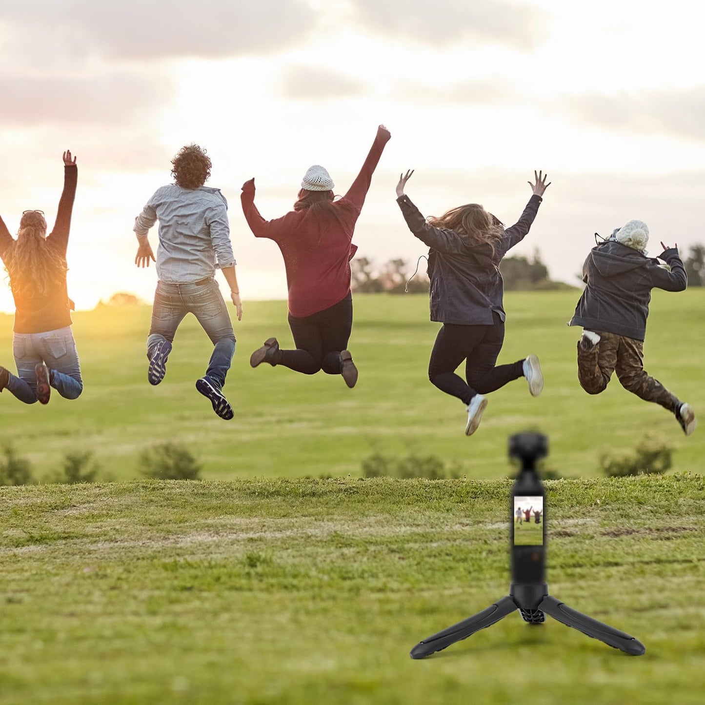 BOXOB 3 2, Mini Tripod Compatible with DJI Osmo Pocket & Black ABS Portable Pocket Stand Tripod Mount Selfie Stick