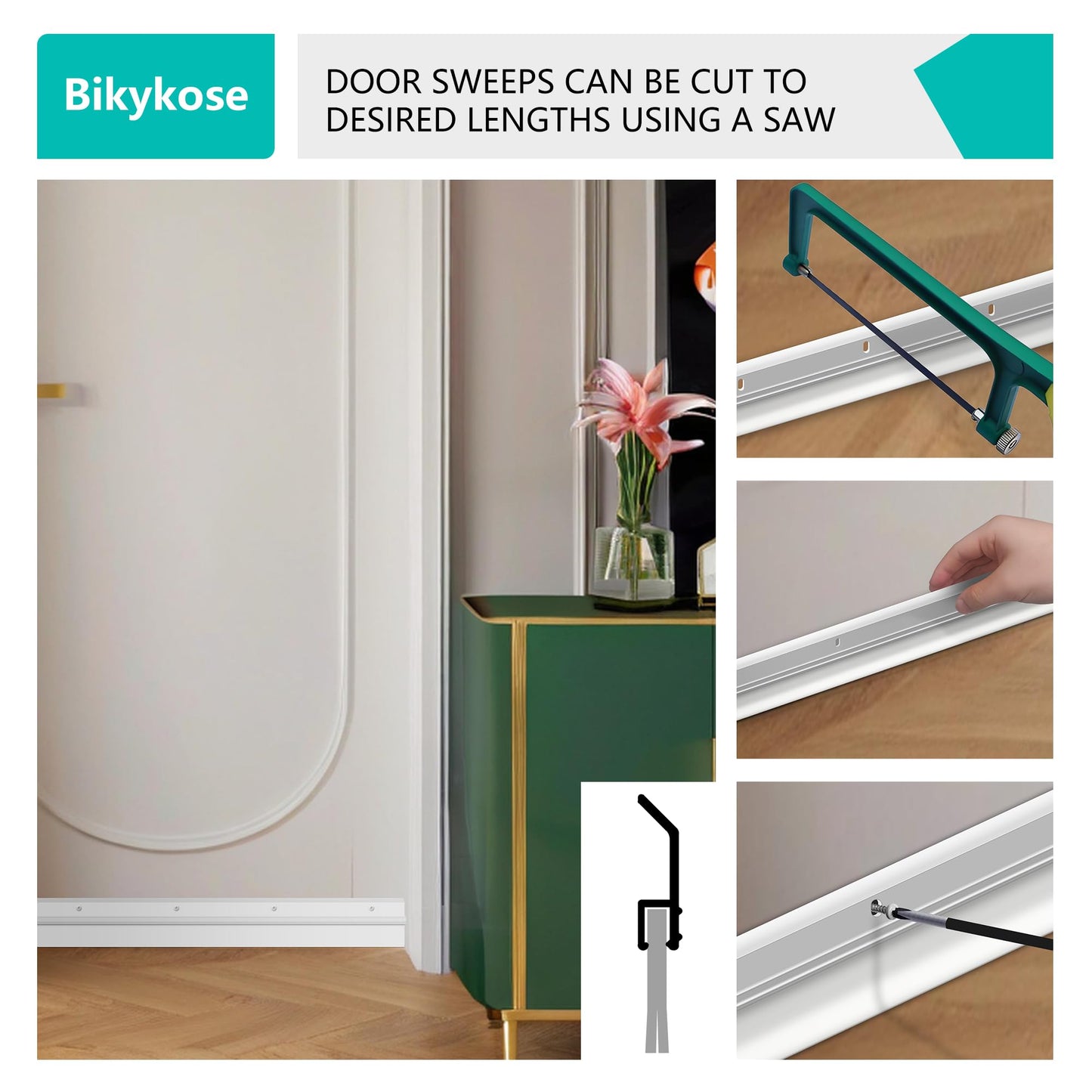 Aluminum Door Rubber Sweep 36 Inch – Heavy Duty Door Draft Stopper, Weather Stripping Seal Strip for Exterior & Interior Doors, Energy Saving, Noise Reduction, Easy Installation