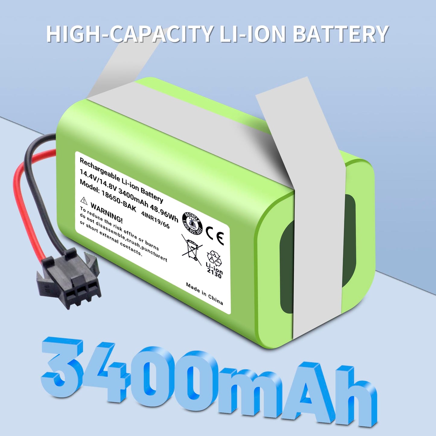 TZRONG 3400Mah Battery for Lefant M210 M210B M210P M213 M213S Series Robot Vacuum Cleaner 14.4V 36.3Wh with Installation Tools Vacuums