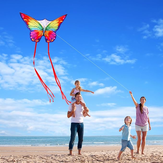 Butterfly Kites for Kids & Adults, Easy to Fly Design with Long Tail for Stability, for Kids Ages 4-8 & Beginners, Beach & Park Use | Family Outdoor Fun