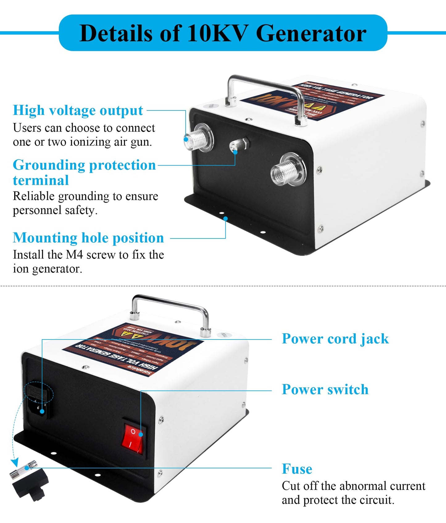 Saladulce Ionizing Air Gun 10KV Anti Static Gun for Painting Acrylic Electrostatic Elimination (with 2 air guns)