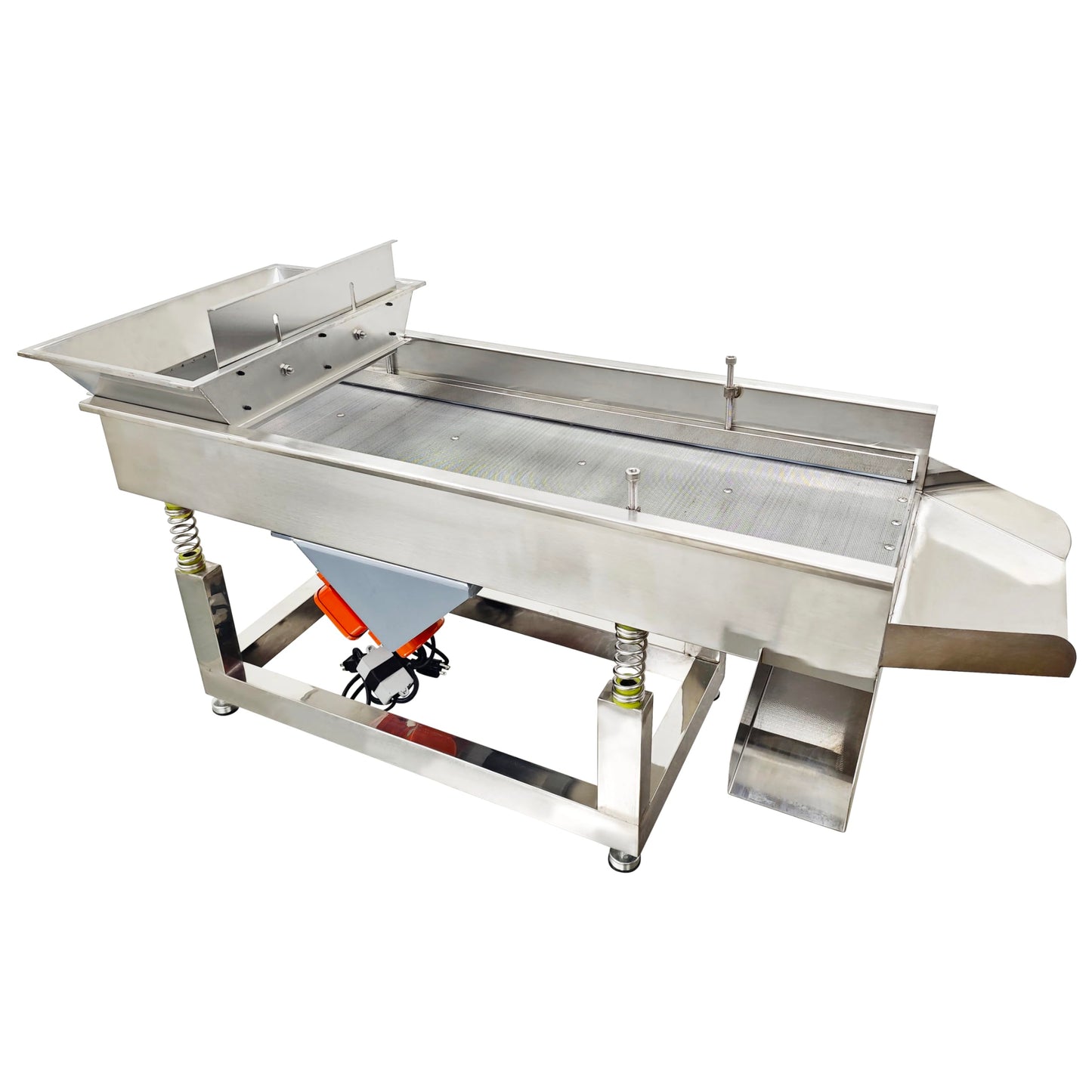 TECHTONGDA Straight Vibrating Sieve Screen Shaker Electric Linear Sifter Machine Stainless Steel One Layer Two Motor 3mm Round Hole Screen Size 40 * 13.8inch