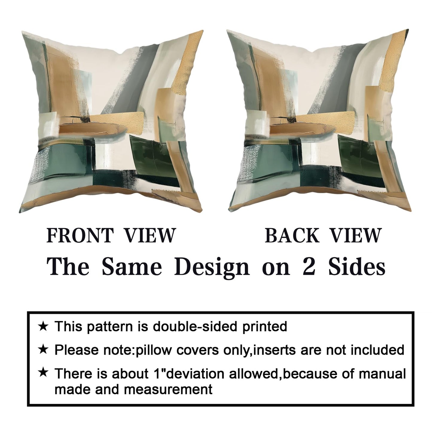 Giwawa Sage Green Gold Pillow Covers Abstract Green and Gold Throw Pillow Covers Set of 2 Modern Minimalist Square Pillow Case for Sofa Bed Living Room Home Decor 18 x 18 Inches