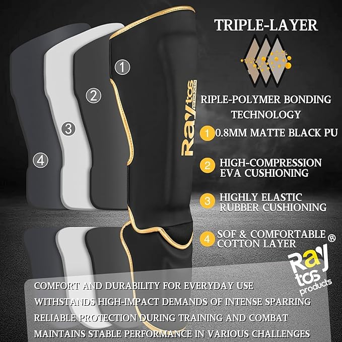 Muay Thai Shin Guards - MMA Kickboxing Leg Instep Protective Pads, Martial Art Sparring Gear for BJJ Karate Boxing Taekwondo Training, Men Adults Kids Children