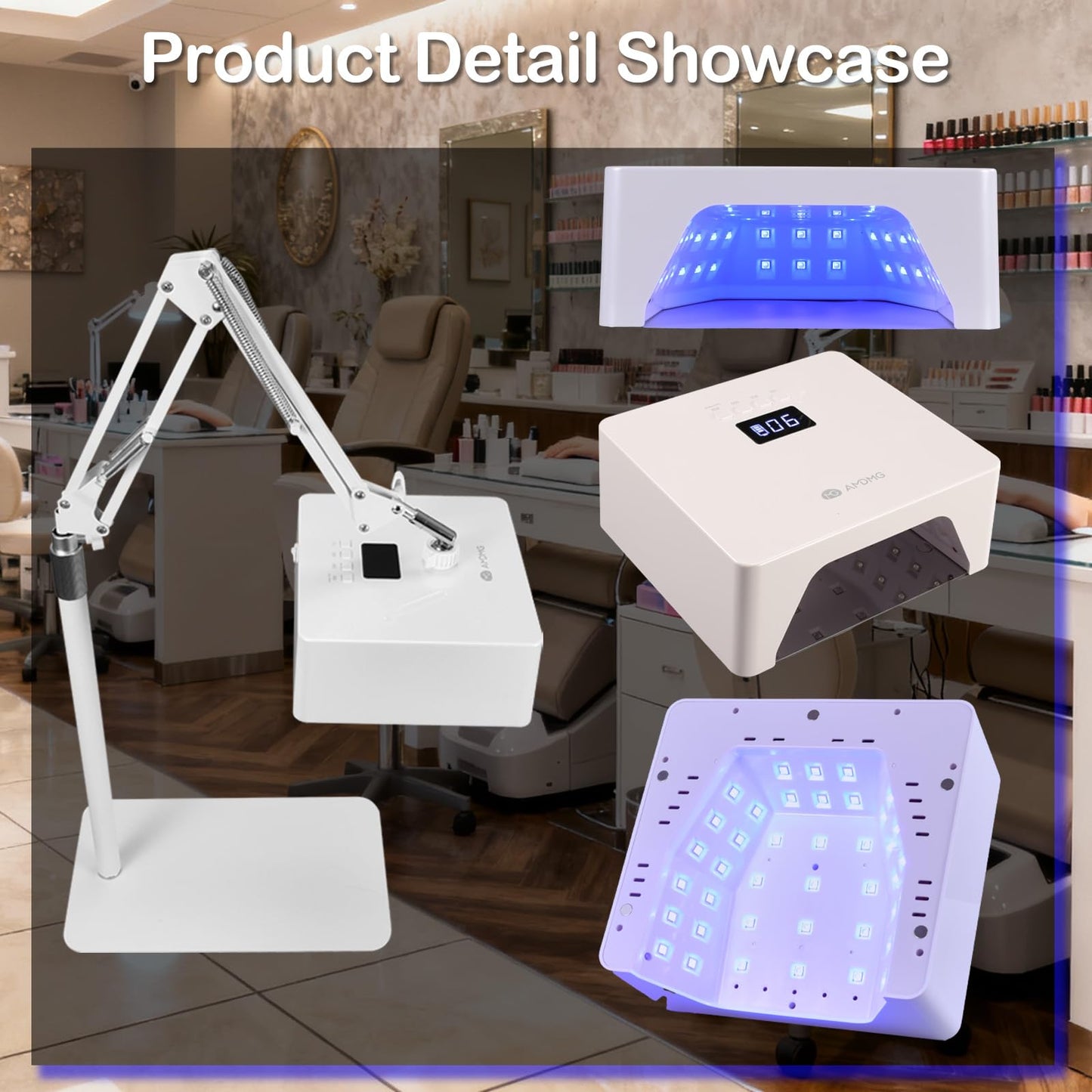 KIPPDURO 78W UV LED Nail Lamp for Feet & Hands, Rechargeable Cordless Gel Polish Dryer with Smart Sensor, 360° Adjustable Stand, Fast Curing Light for Home Salon & Pedicure White