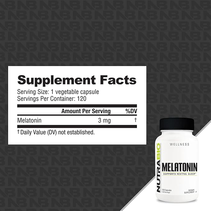 NutraBio Melatonin Pills- Sleep Aid Melatonin- 3mg Tablets- 120 Capsules