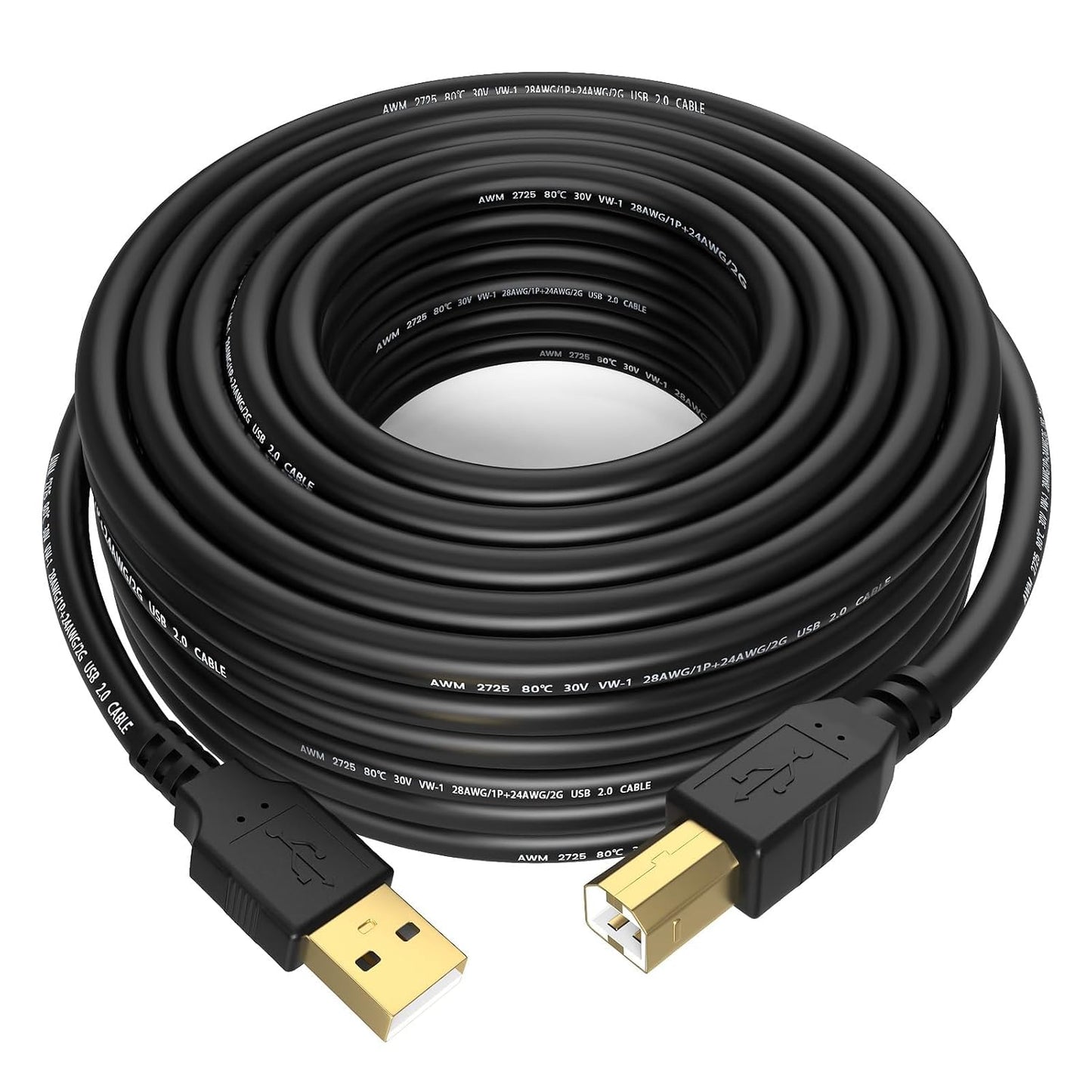 20ft 2.0 Sinoacc USB Printer Cable USB A to USB B High Speed Printer to USB Cable Compatible with HP Canon Dell Epson