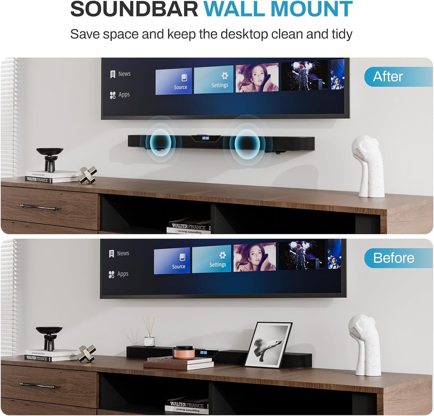 AONAYIOA 4.1"-6.3",Hold 40 lbs Soundbar Wall Mount Bracket with Anti-Scratch Foam Pads for Samsung, LG, Sony, Vizio