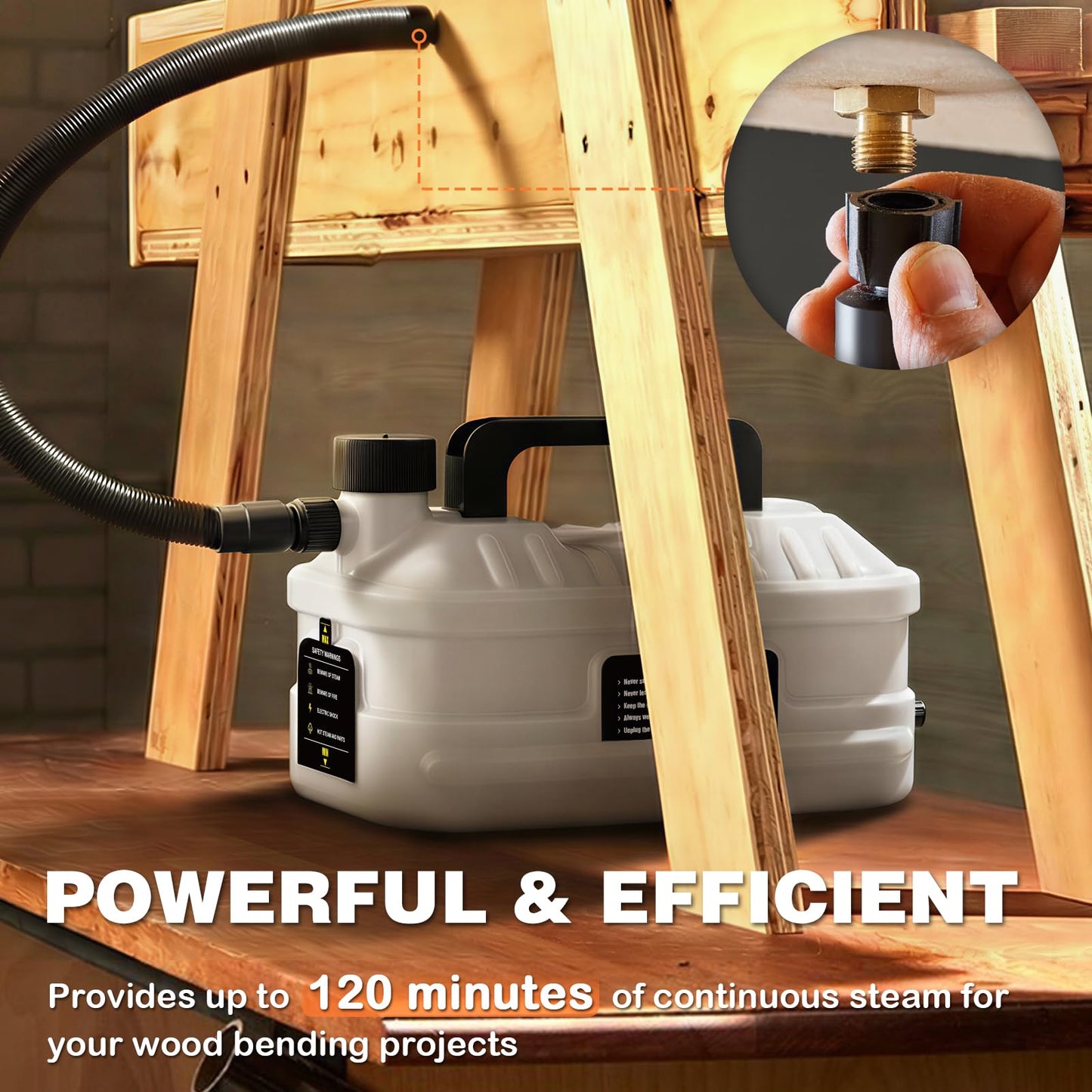 Touri Steam Generator for Wood Bending, 1.3-Gallon Capacity, 12.3 ft Hose, Steam Source for Steam Boxes, Portable and Practical