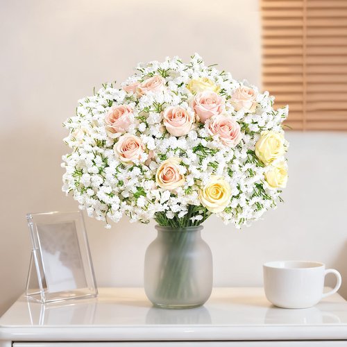 20 Pcs Real Touch Babys Breath Artificial Flowers, White Fake Flowers Baby Breath Flowers Artificial Bulk with Stems Decorations for Vase Wedding Party Garden Home Decor Centerpiece Arrangements