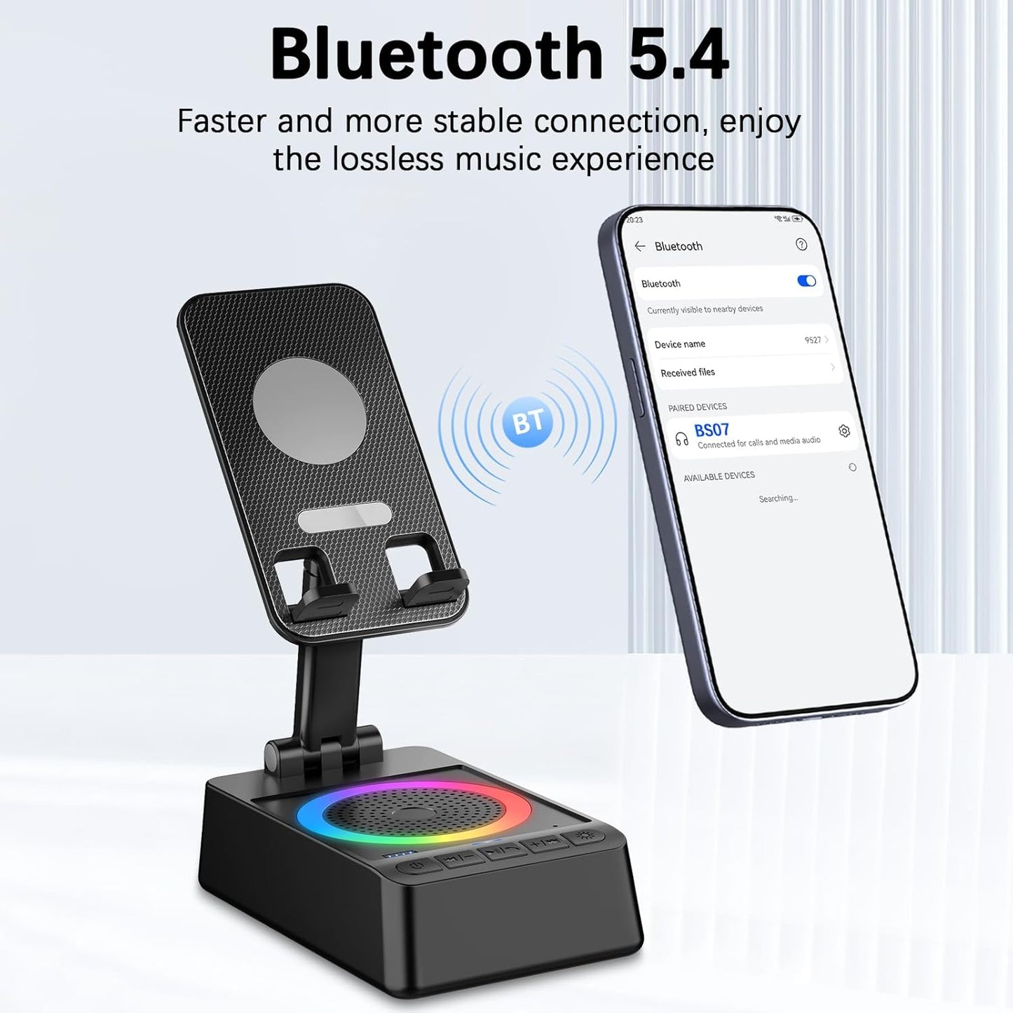 buwy (3000mAh), Gifts for Men Women, Cell Phone Stand with Wireless Bluetooth Speaker and Colorful LED Lights
