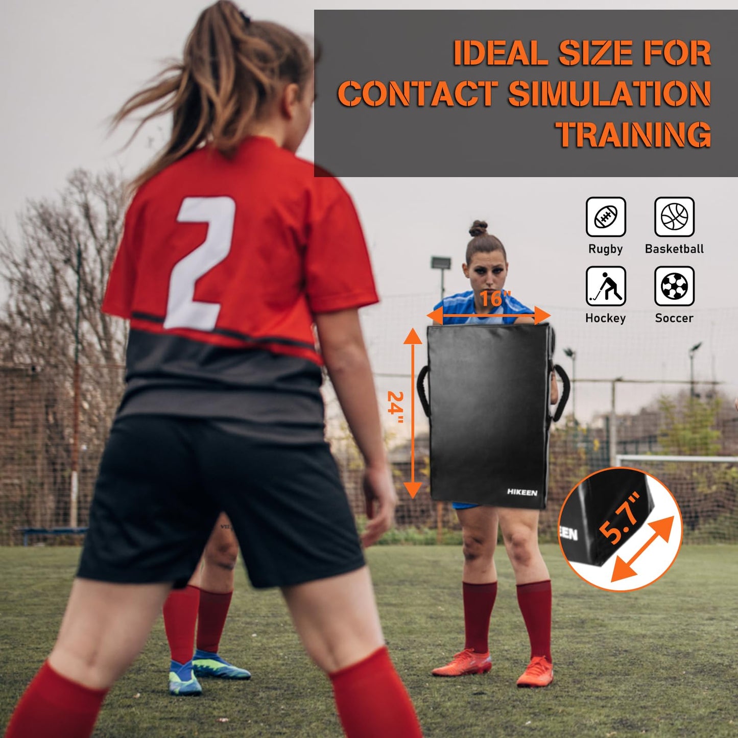 Hikeen Football Blocking Pad Training Equipment Denser Softer Foam Kick Pads for Football, Basketball, Hockey, Lacrosse Tackle Dummy - 24"x16" Kick Shield Pad with Handles (1PCS)