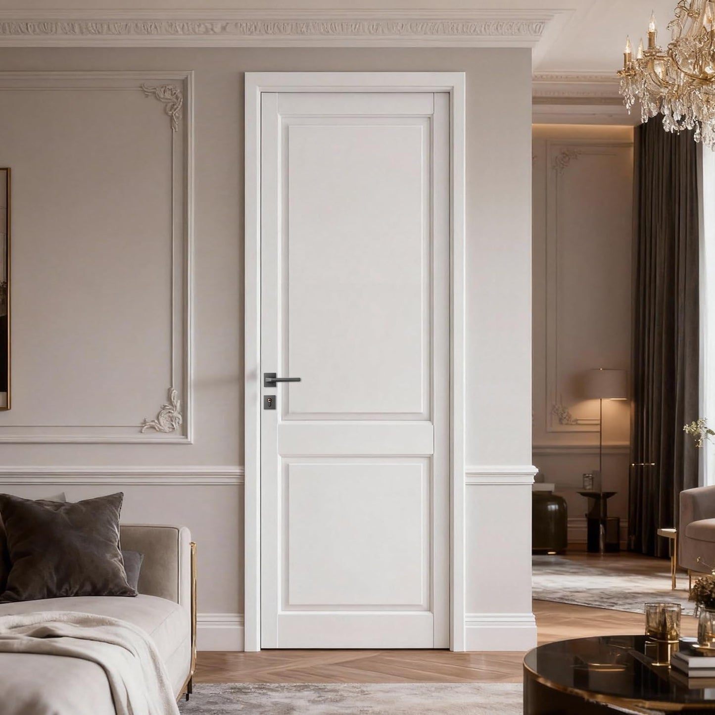 LetLcuk 24" x 80" Slab Door - Interior Slab Doors for Dining Room, Bedroom, Closet, Laundry Room, Bathroom, Pantry -French Door Panels with a 3-Panel Design