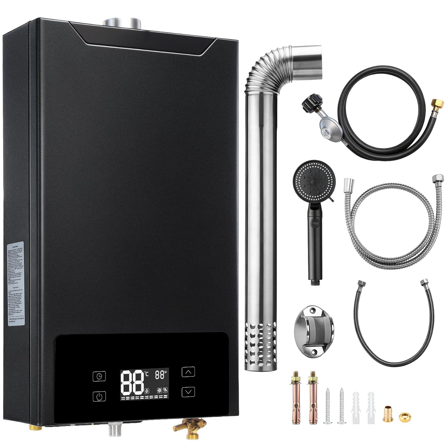 GEARPASS Propane Gas Tankless Water Heater, 6.3 GPM, 160,000 BTU Indoor, On Demand Instant Hot Water Heater with Touch LED Temperature Display and Multi-Protection