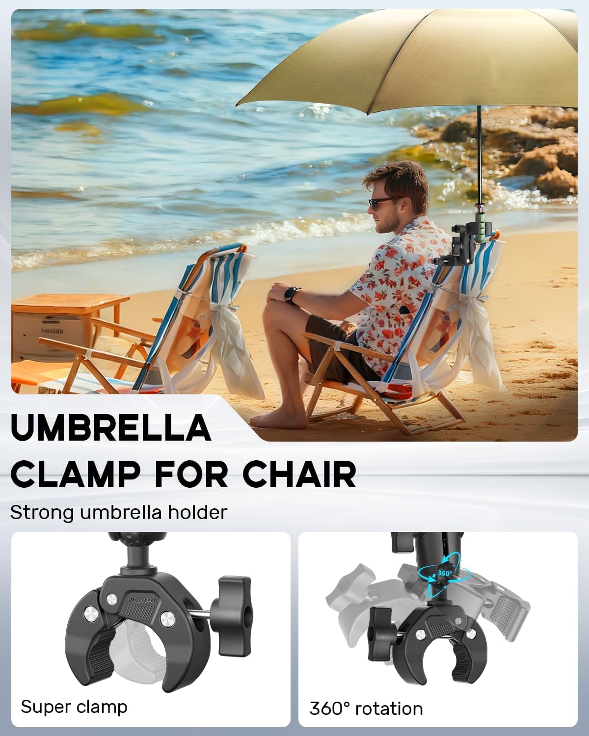 Maectech Double Super Clamp Mount Umbrella Clamp Motorcycle Camera Pole Mount Desk Holder Accessories