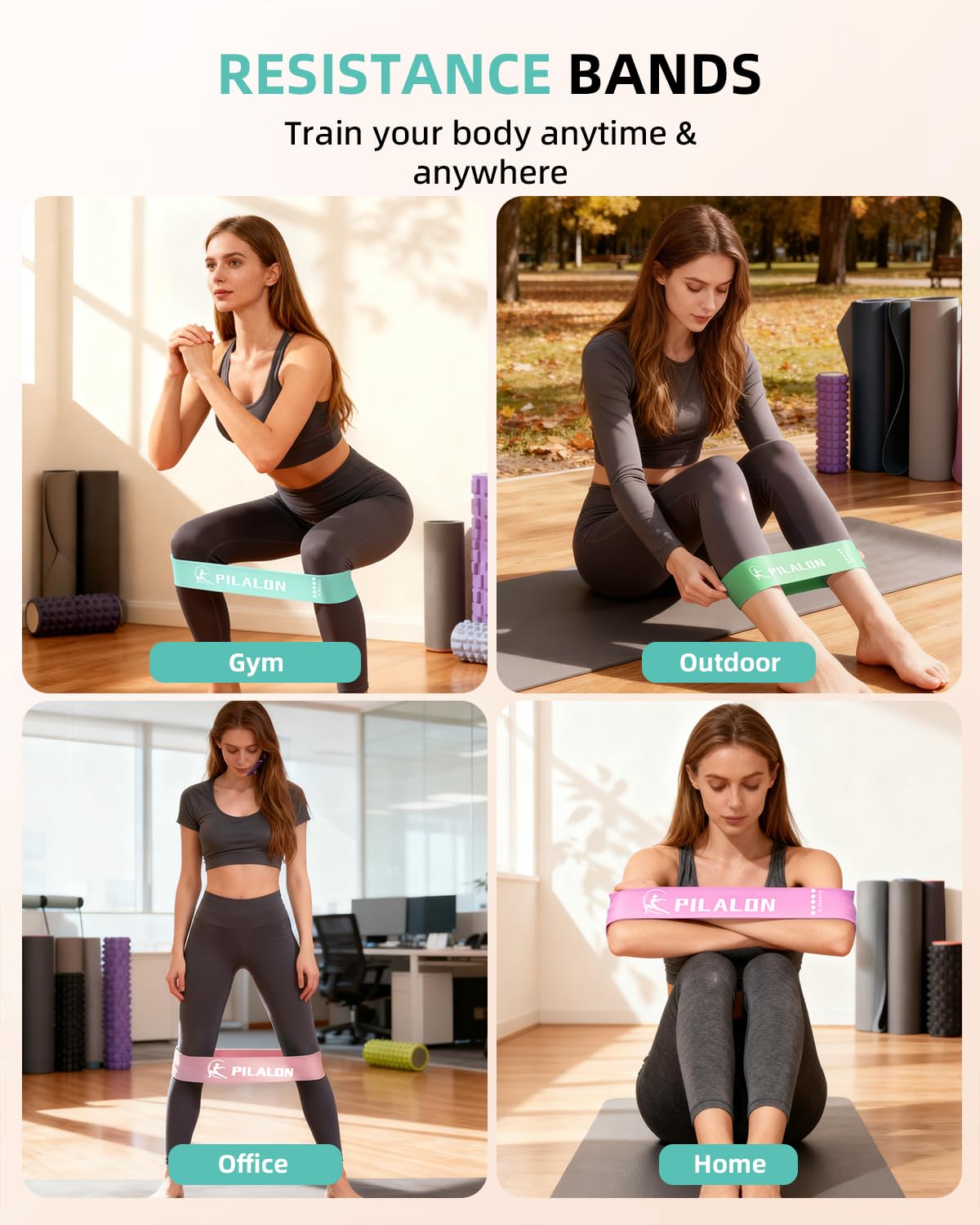PILALON Pilates Ring Set - Studio-Grade Anti-Deformation Pilates Kit - Pilates Equipment for Home Workout - 14'' Pilates Ring, Pilates Ball, 2 Dumbbells, 5 Resistance Bands for Toning Arms, Thighs
