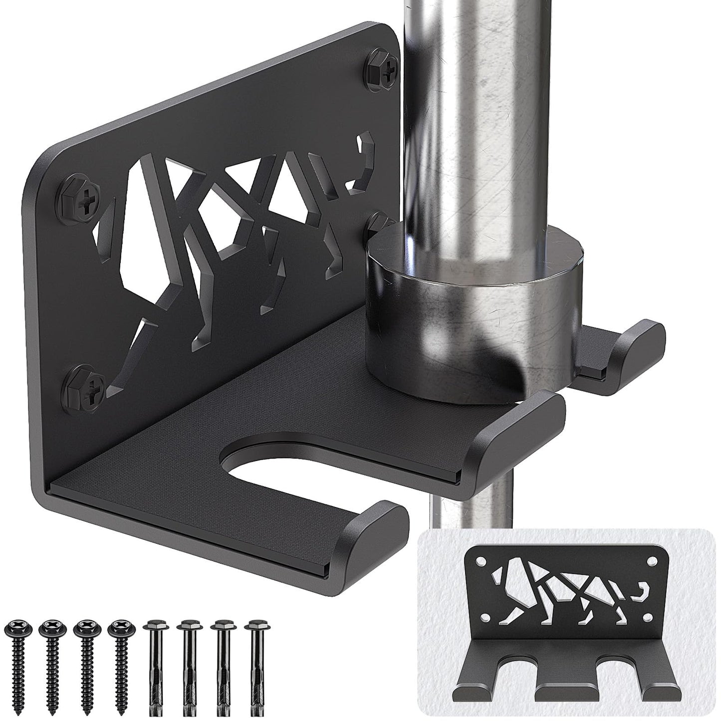 Kipika Versatile Wall Mounted Barbell Holder with 2-Hooks Storage Rack for Barbell Bars Holds Under 33mm Bar Size and Fitness Accessories Space-Efficient Gym Organization for Home & Commercial Use