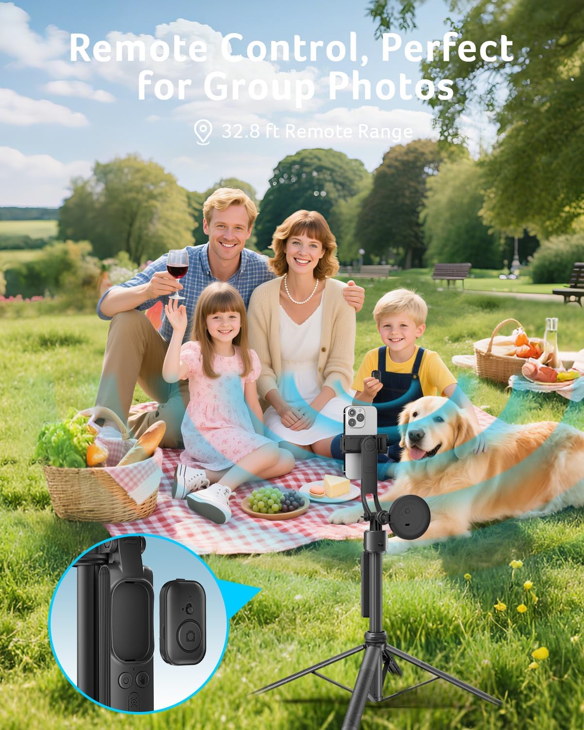 Acer 64", 360Rotating Gadget Auto Face Tracking Tripod for iPhone/Cell Phone/Android/Camera with Light and Remote, No