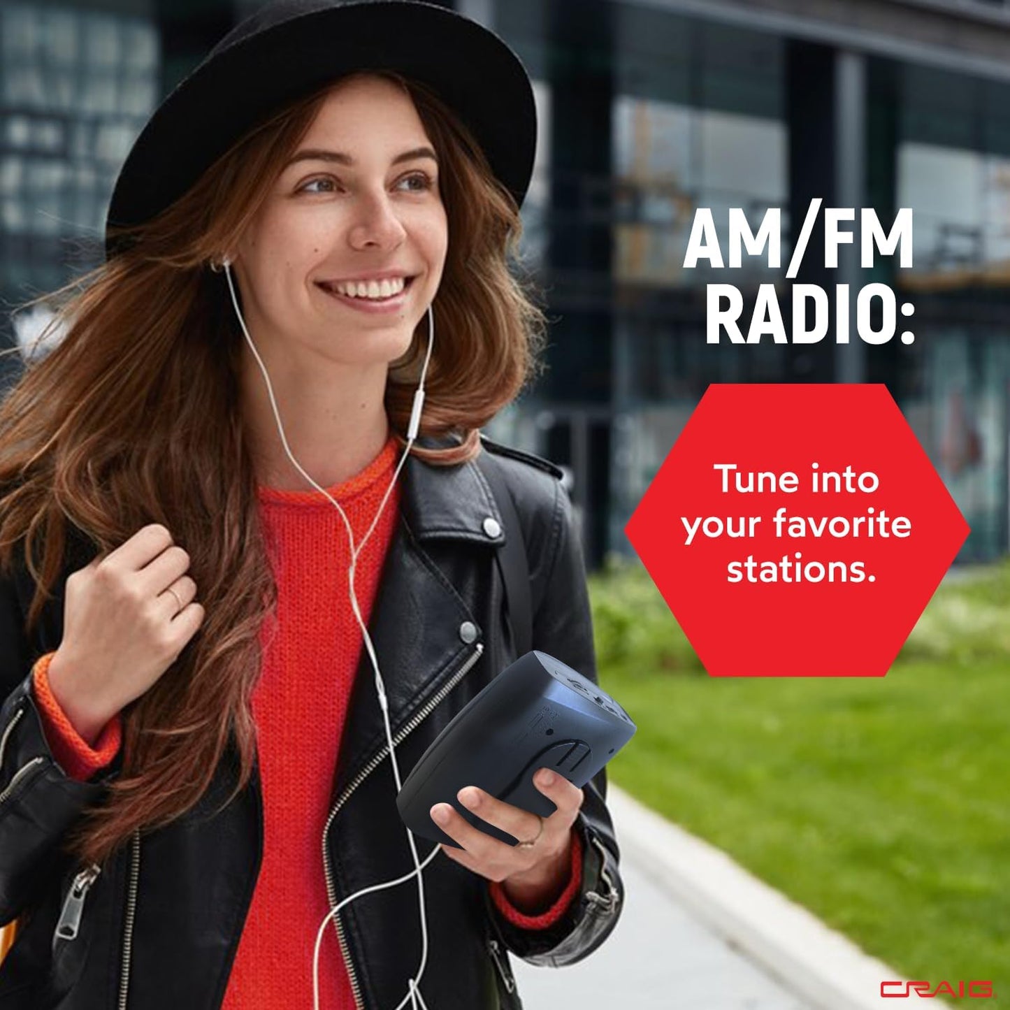 Craig Cassette Stereo Player/Recorder with Earphones: Portable AM/FM Radio & One-Touch Recording System