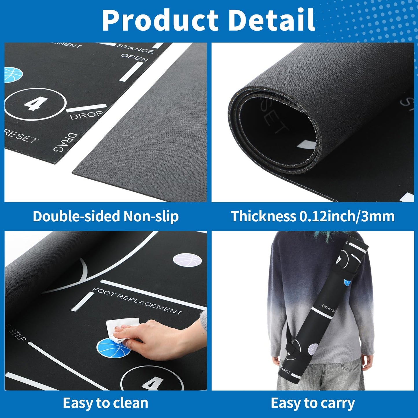 Silipull 15 Pcs Portable Basketball Training Equipment Footwork Training Mat Agility Drill Mat Non-slip Basketball Practice Aids for All Levels to Improve Speed, Strength Coordination(47 x 31 Inches)
